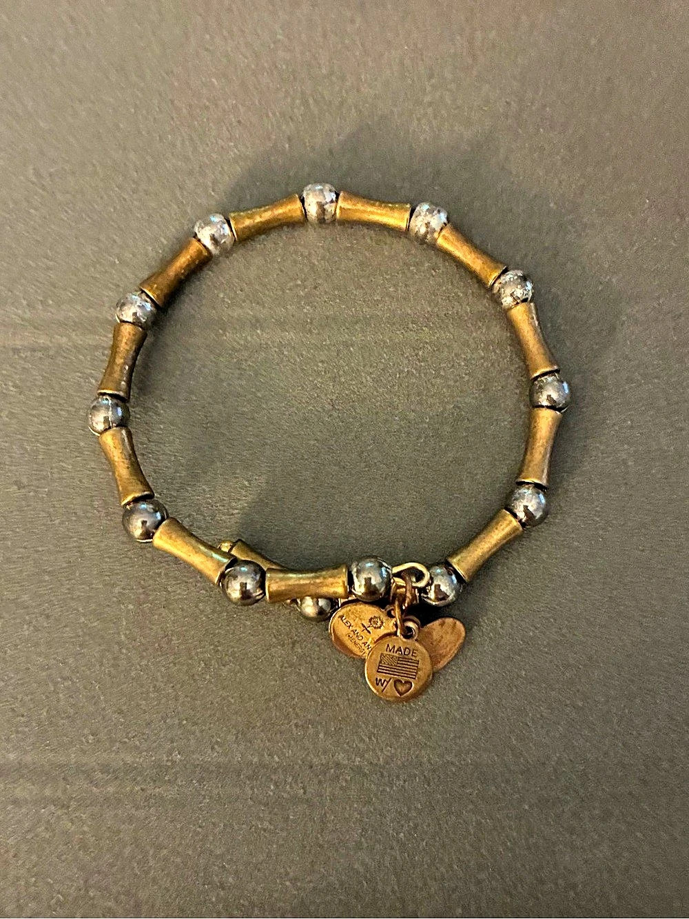Alex and Ani Vintage Two Tone Bamboo Beaded Wrap Bracelet